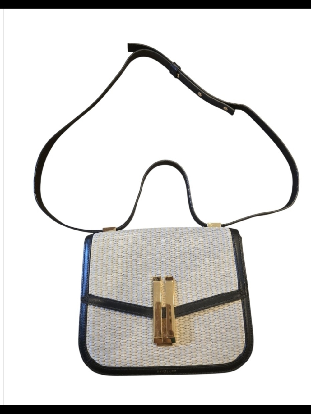 Demellier Black Natural Raffia Vancouver Bag